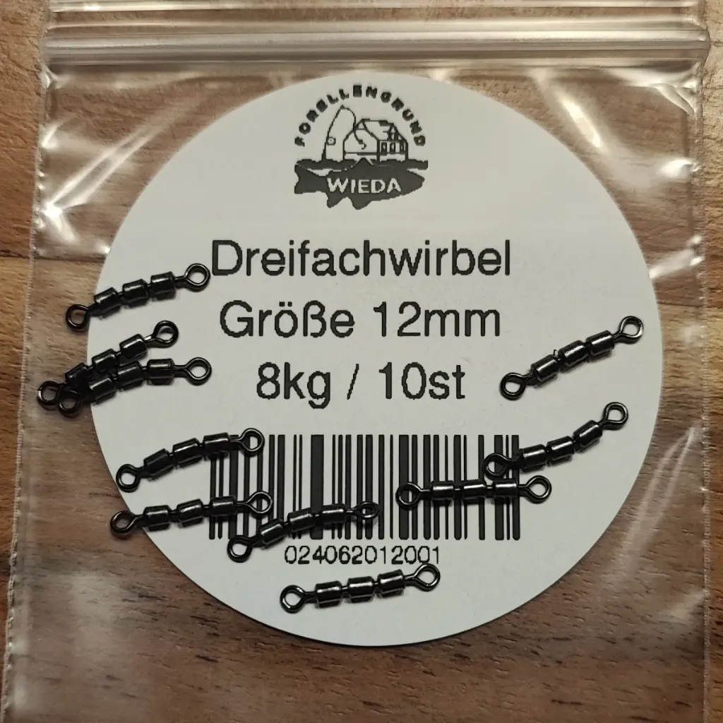 Forellengrund Dreifachwirbel Größe 12mm 8kg 10st