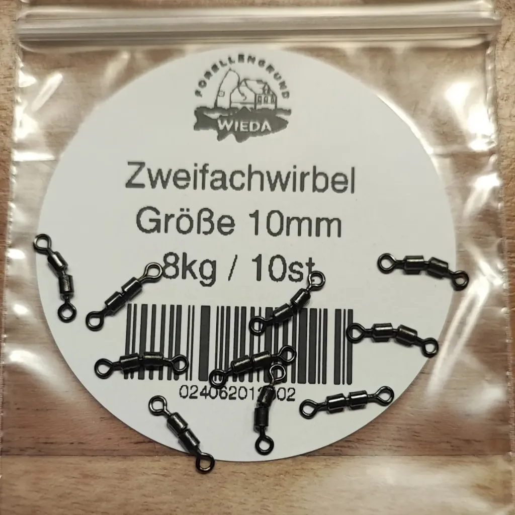 Forellengrund Zweifachwirbel Größe 10mm 8kg 10st